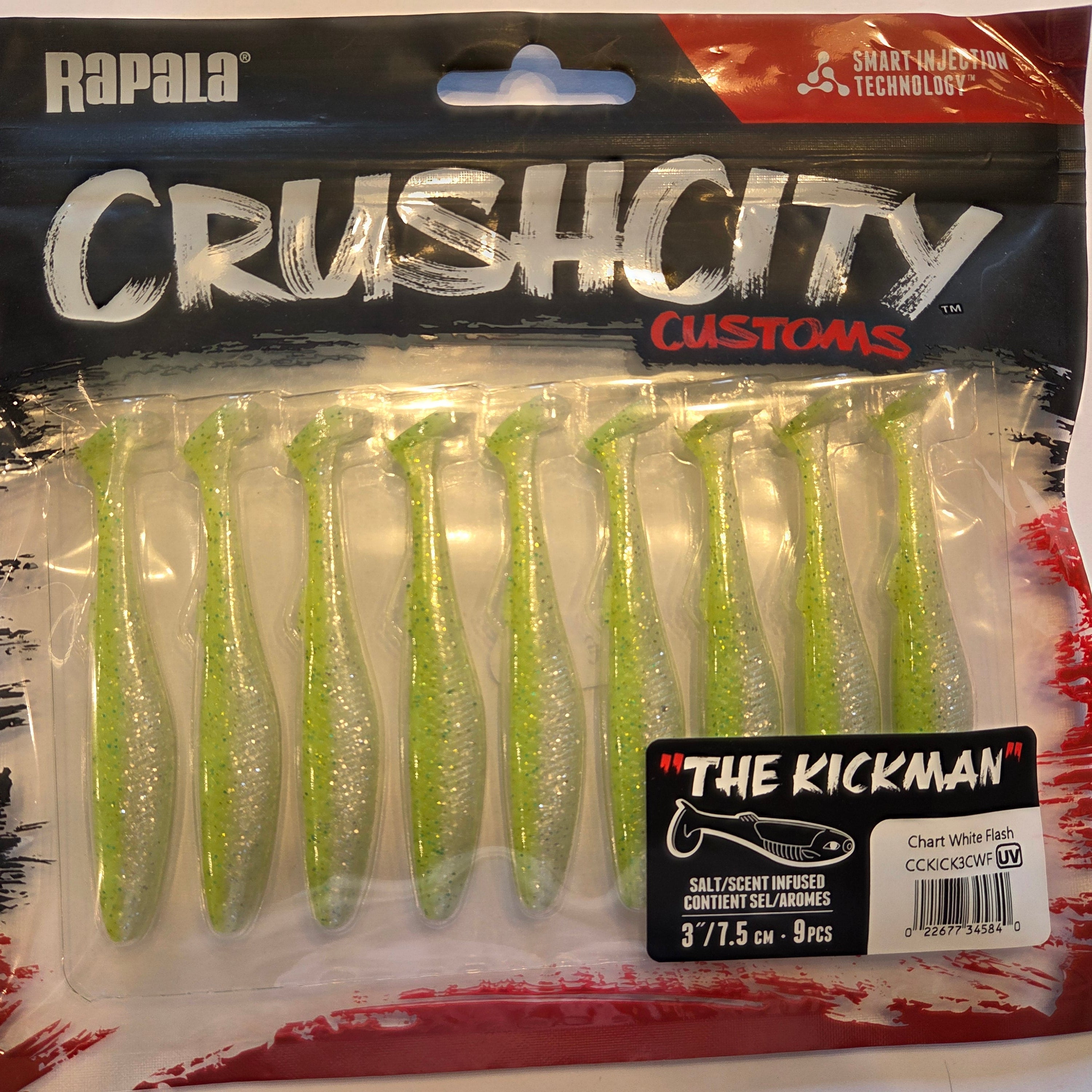 Rapala Crushcity "The Kickman" 3"/7,5 cm Chart White Flash