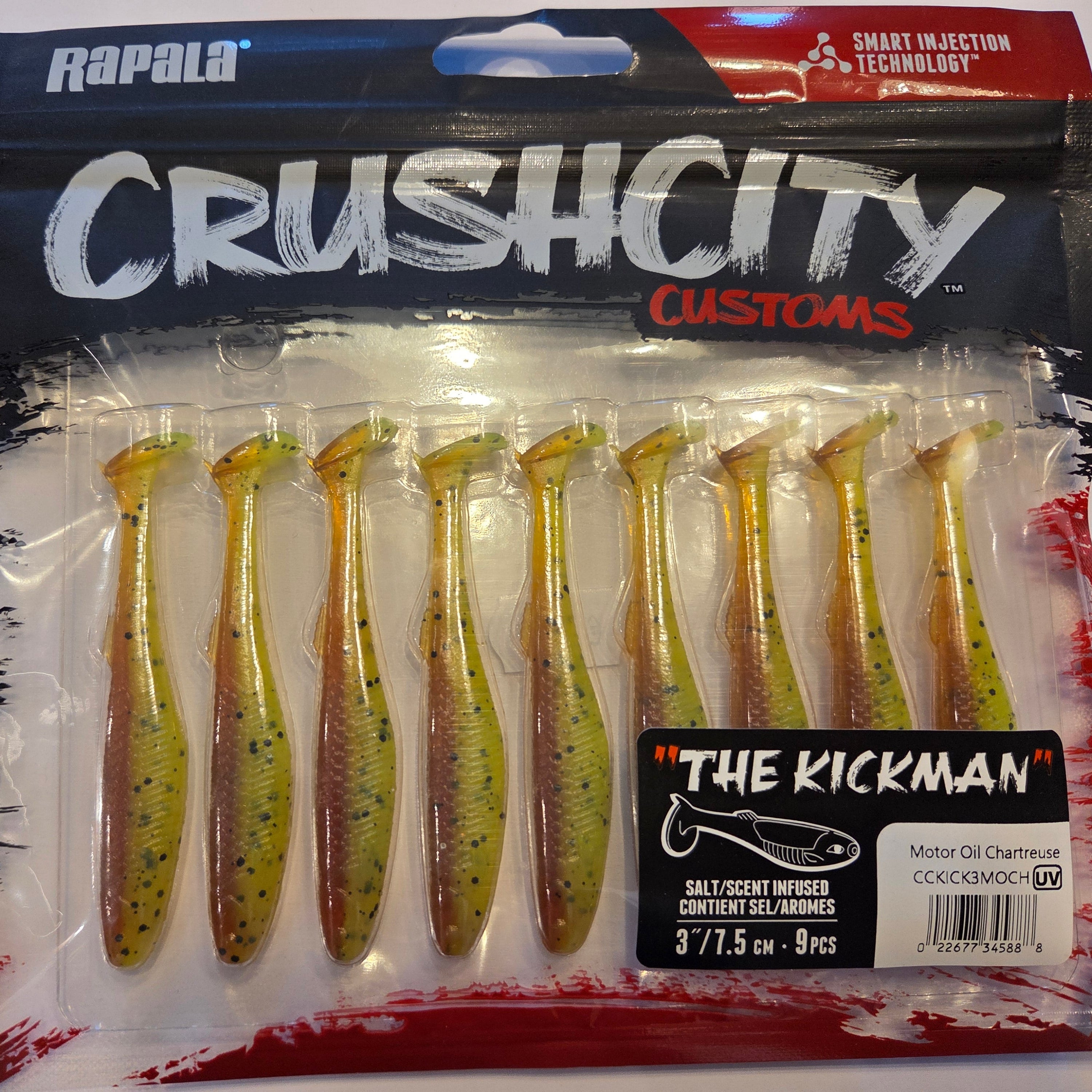 Rapala Crushcity "The Kickman" 3"/7,5 cm Motor Oil Chartreuse