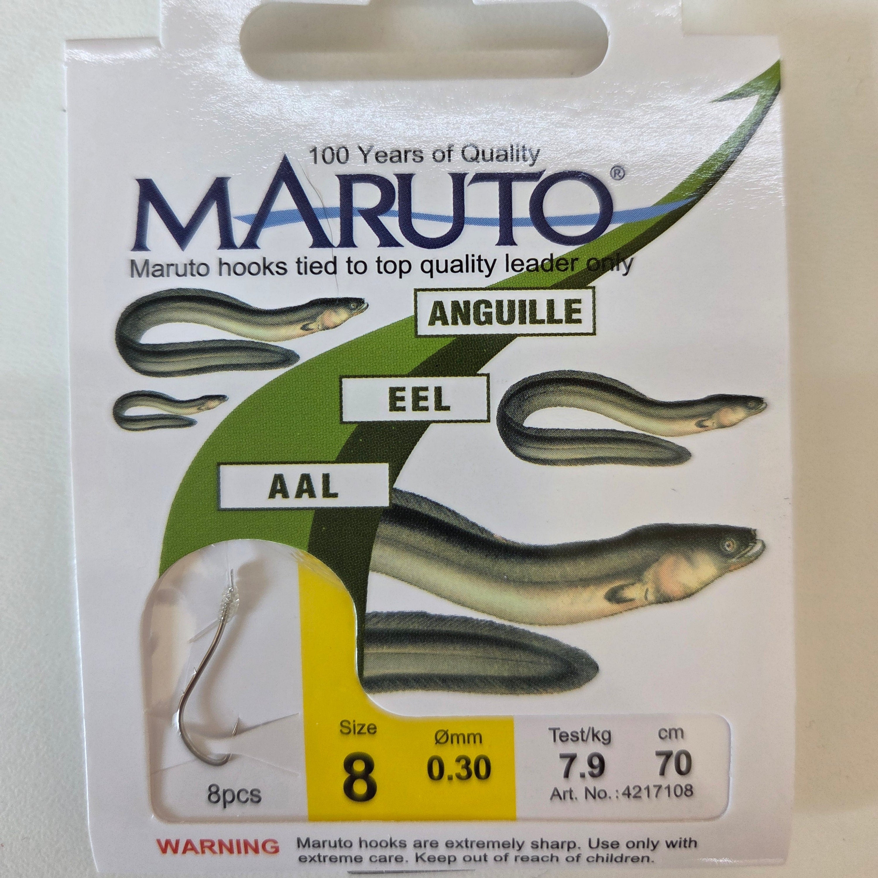 Maruto Aal-/Wurmhaken geb-silber verschiedene Größen