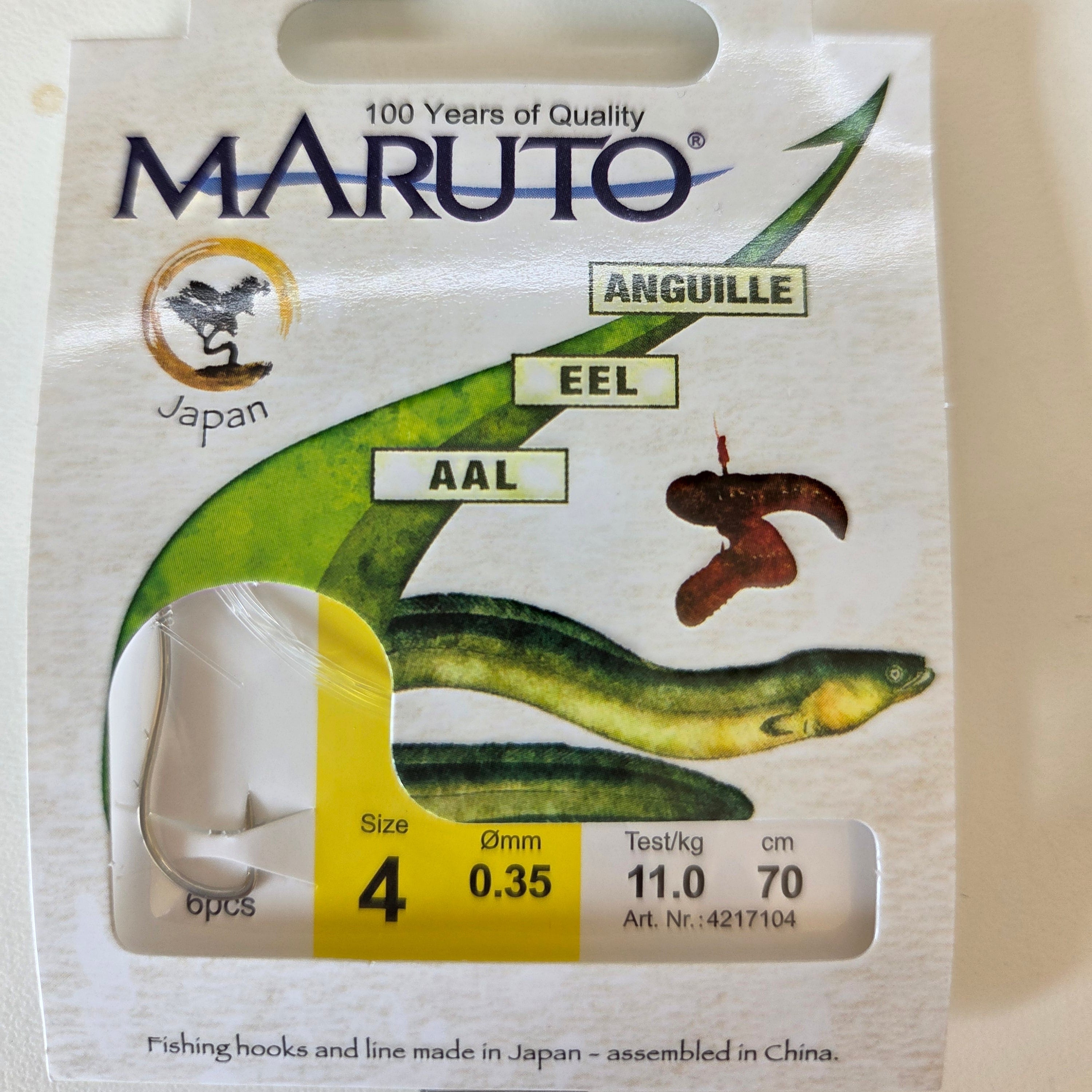 Maruto Aal-/Wurmhaken geb-silber verschiedene Größen